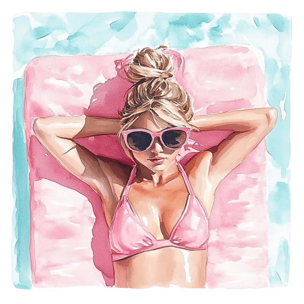 Poolside Girl 3 Inch Sticker