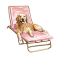 Poolside Lounge Dog 3 inch Sticker