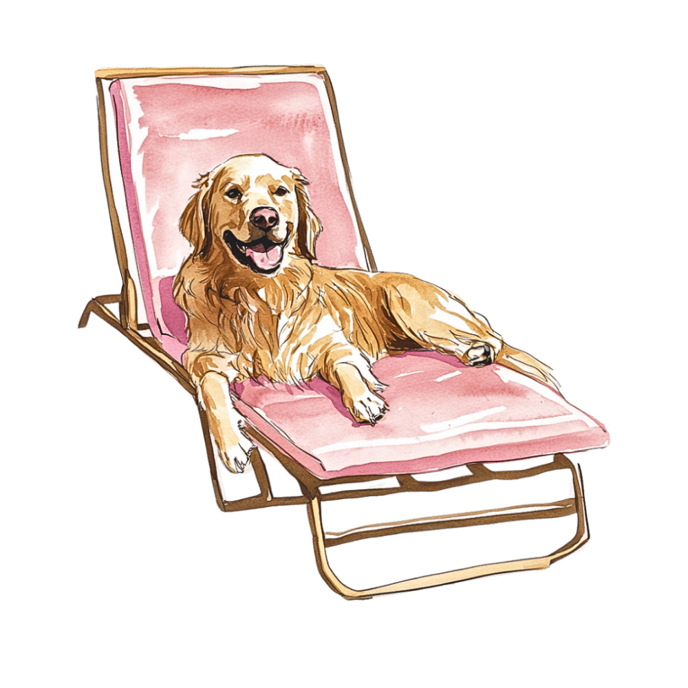 Poolside Lounge Dog 3 inch Sticker