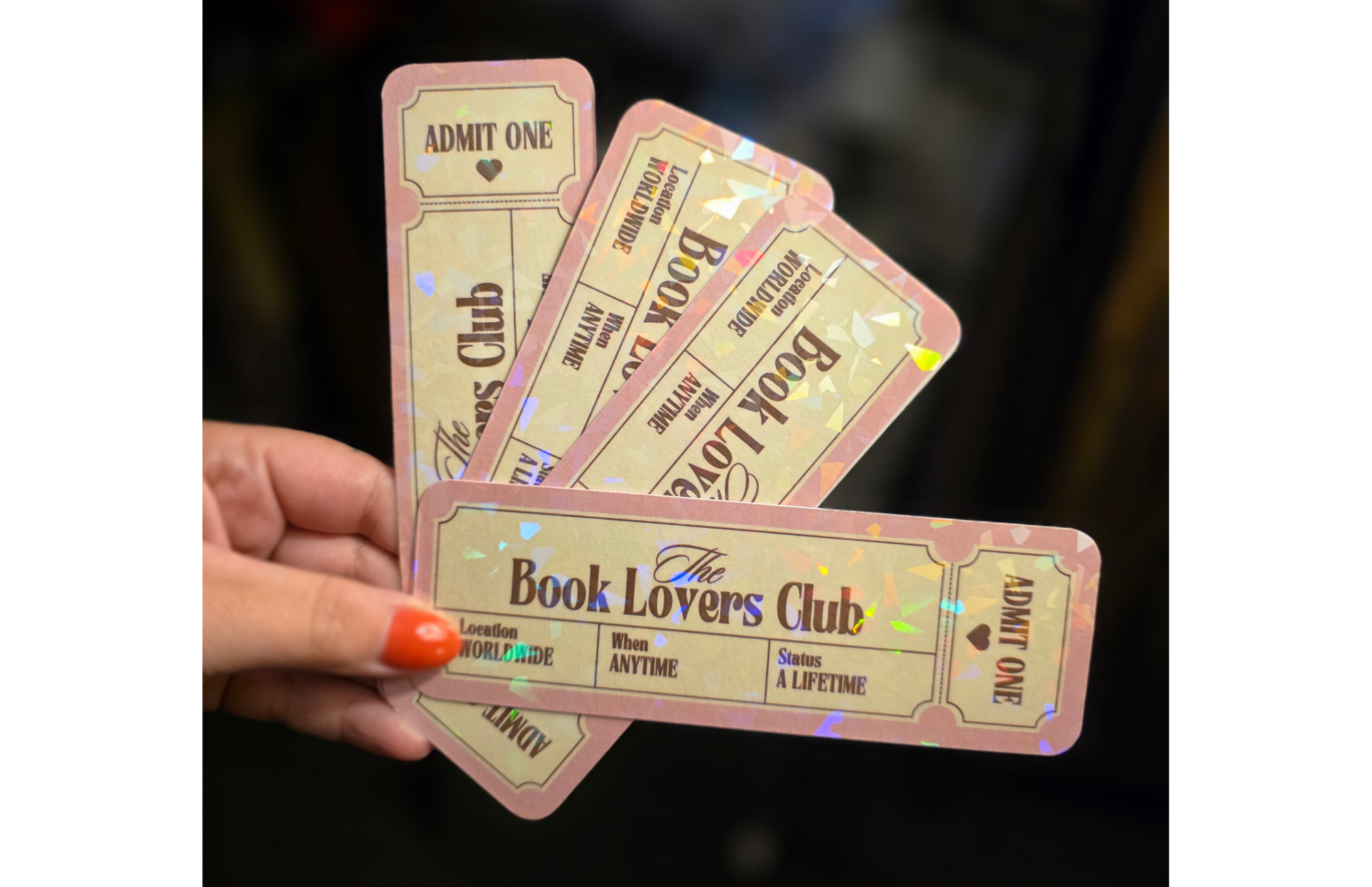 Book Related Bookmark- Holographic Book Club Ticket Double-sided Bookmark
